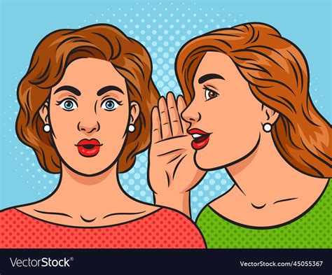 Woman Whispering Gossip Ear Pop Art Royalty Free Vector