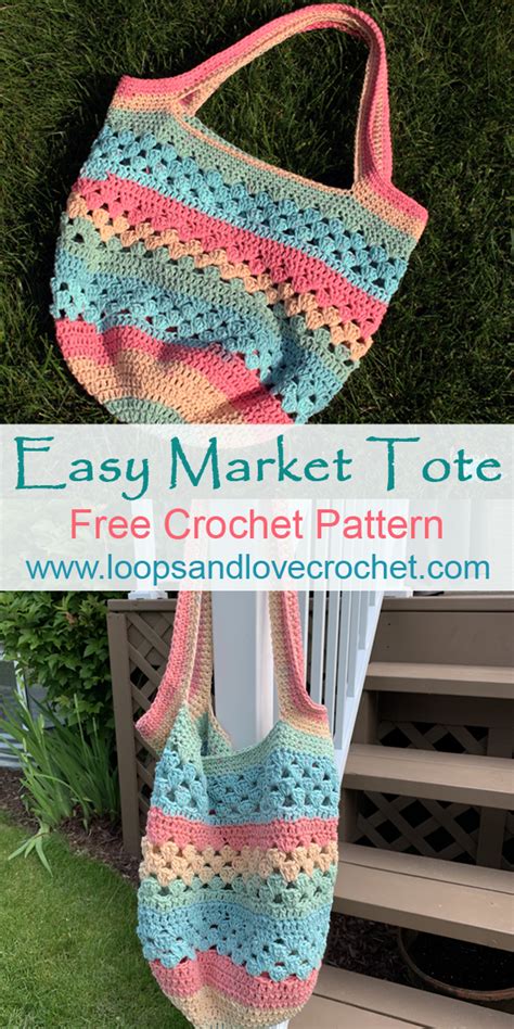 Easy Market Tote Free Crochet Pattern Loops Love Crochet