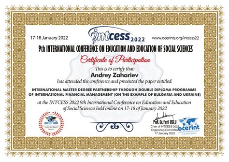 Pdf Certificate Of Participation At Socioint 2022 9th International