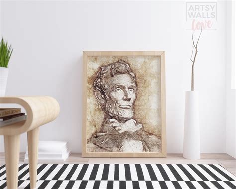 Abraham Lincoln Printable Poster, Art Print, Vintage Art, Sepia Art ...