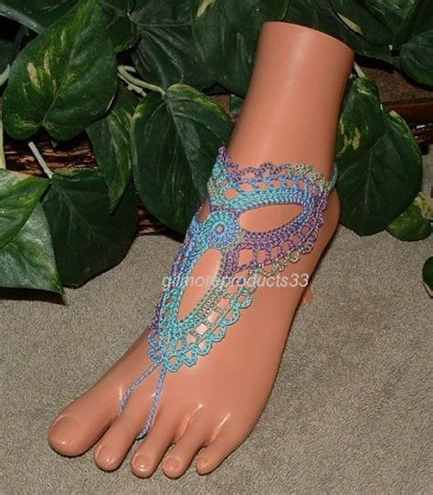 Crochet Barefoot Sandals Beach Barefoot Sandals Nude Shoes Foot Jewelry Beach Wedding