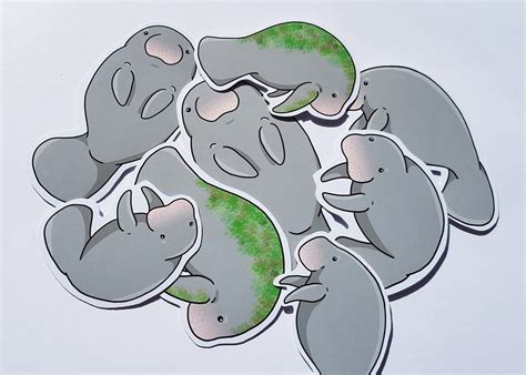 Manatee stickers cute sticker set planner stickers kawaii | Etsy