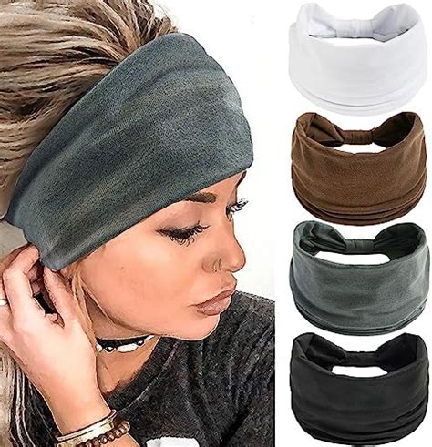 Sawinda 4 Pack Wide Headbands For Women Black Stylish