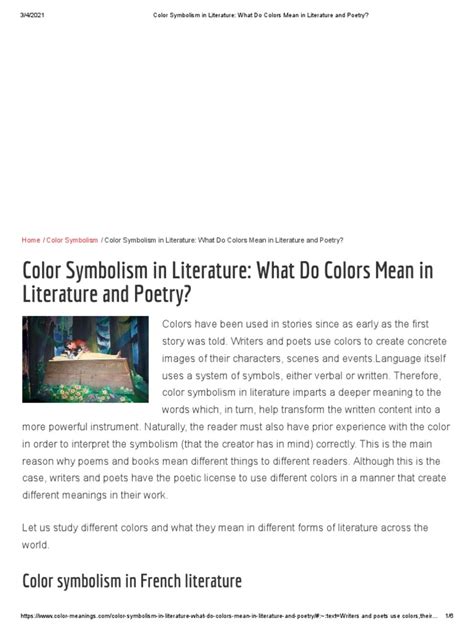 Color Symbolism in Literature - What Do Colors Mean in Literature and Poetry | PDF | Color | Poetry