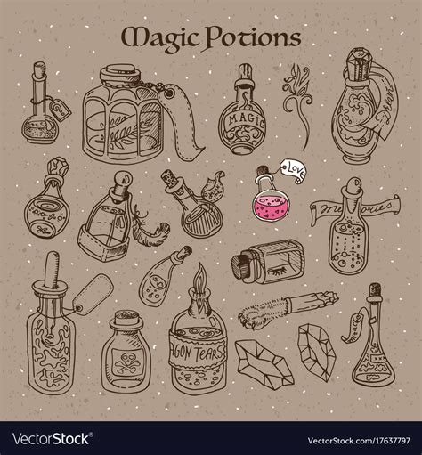 Magic Potions Tubes And Bottles Royalty Free Vector Image