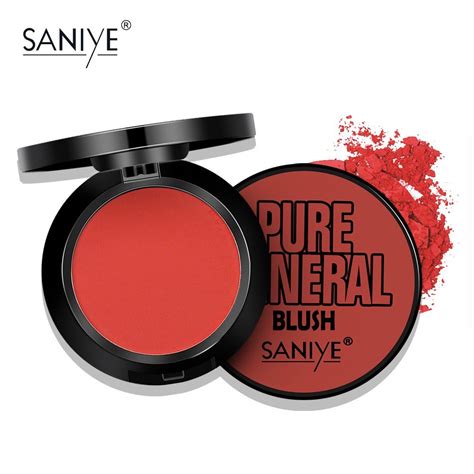 Saniye D Face Blusher Powder Palette With Mirror Mineral Blush Coral