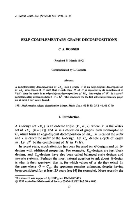 (PDF) Self-complementary graph decompositions