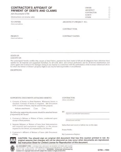 Contractor S Affidavit Form Fill Out Printable PDF Forms Online