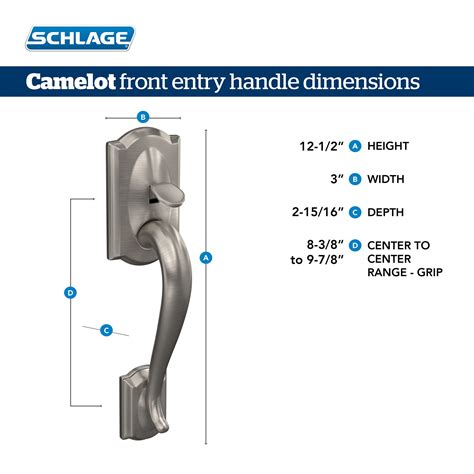 Schlage Fe285 Cam 716 Geo Camelot Front Entry Handleset With Georgian Knob Lower Half Grip