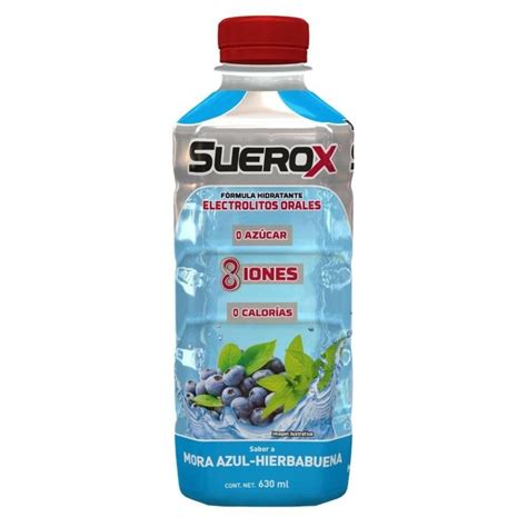 Bebida Hidratante Suerox 8 Iones Sabor Mora Azul Hierba Buena 630 Ml