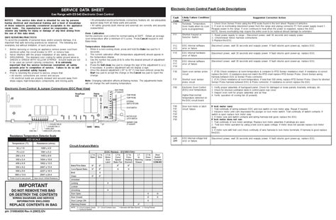 FRIGIDAIRE GAS RANGE SERVICE DATA SHEET Pdf Download | ManualsLib