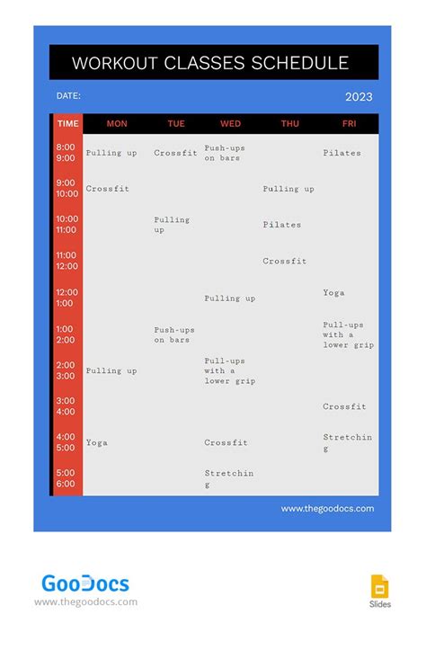 Free Blue Red Workout Schedule Template In Google Slides