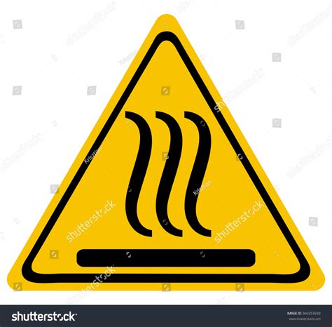 Hot Surface Warning Triangle Yellow Sticker Stock Vector Royalty Free