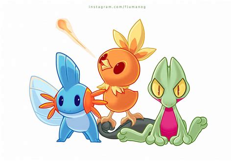 Safe Artist Francis John Fictional Species Mudkip Torchic