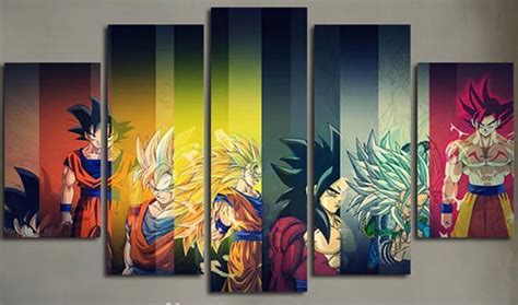 Colorful Dragon Ball Cast Anime 5 Panel Canvas Art Wall Decor Canvas Storm