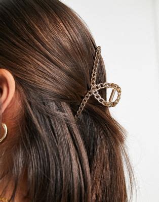 ASOS DESIGN Hair Clip Claw In Chain Design In Gold Tone ASOS