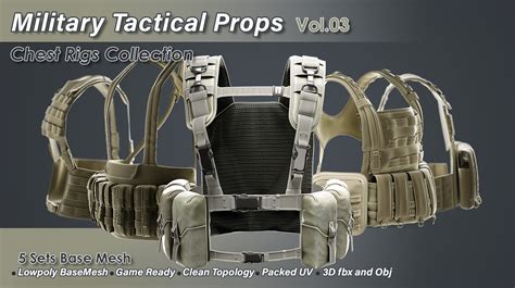 Artstation Military Props Vol 03 Chest Rigs Collection Game Assets