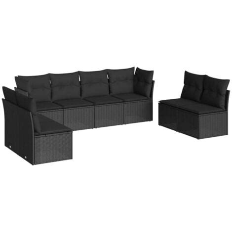 Set Divani Da Giardino Con Cuscini Pz Nero In Polyrattan