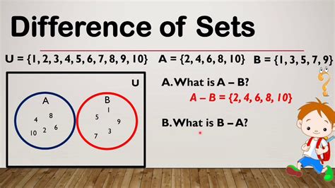 Difference And Complement Of A Sets Operation Of Set Youtube