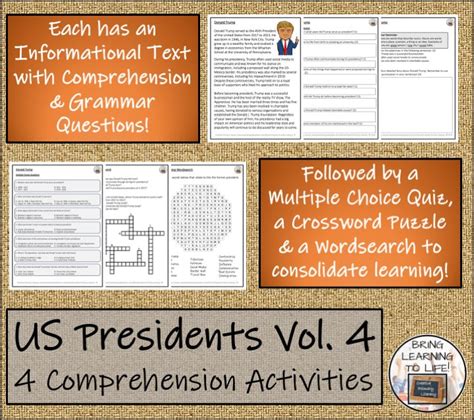 U S Presidents Volume 4 Close Reading Comprehension Bundle 3rd And 4t Creative Primary Literacy