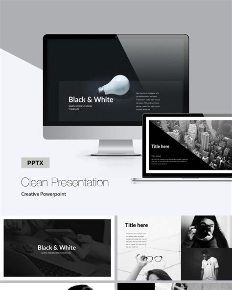 Modello Powerpoint In Bianco E Nero Templatemonster