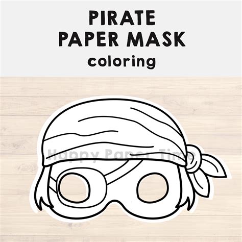 Pirate Paper Mask Printable Coloring Craft Activity Play Costume Made