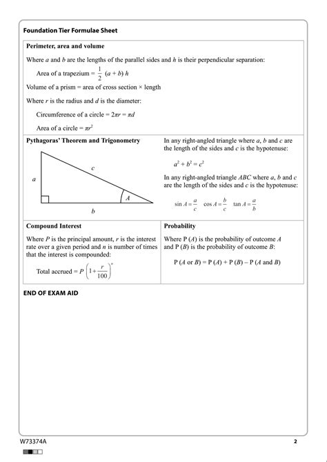 Gcse Maths Formula Sheet Aqa Foundation Complete Guide Nbkomputer