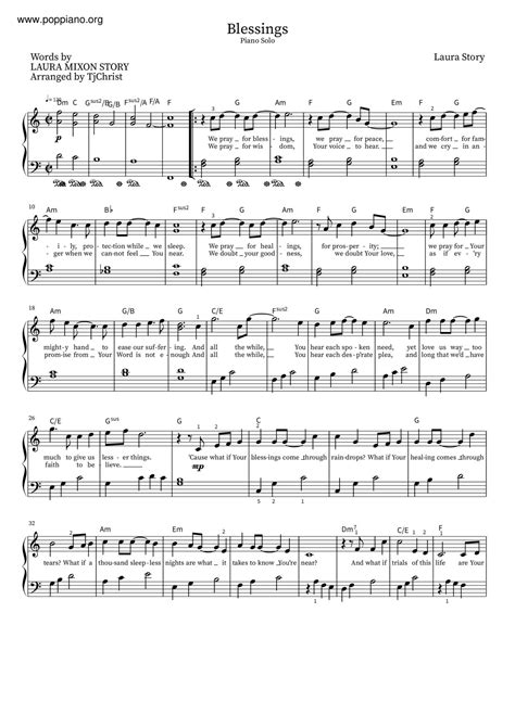 Laura Story Blessings Sheet Music Pdf Free Score Download ★