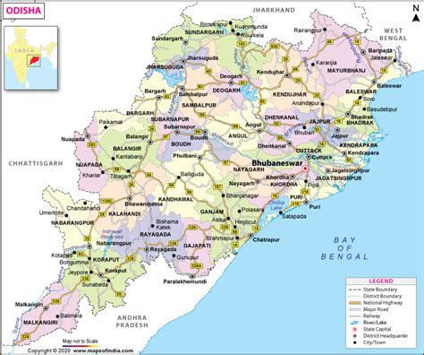 Odisha Map | Map of Odisha - State And Districts