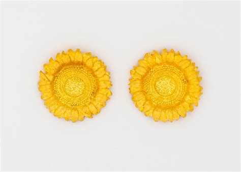 Robert Bruce Bielka Gold Sunflower Earrings At 1stDibs Sunflower