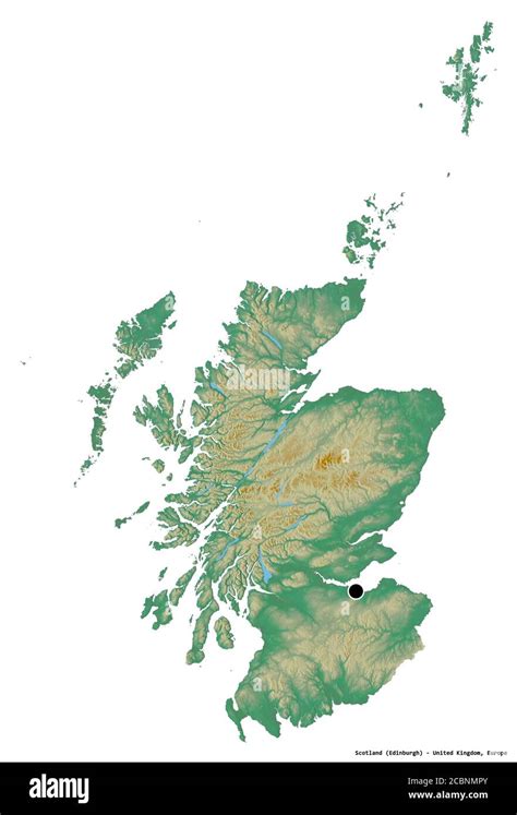 Shape Of Scotland Region Of United Kingdom With Its Capital Isolated