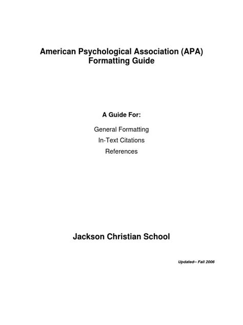 American Psychological Association Apa Formatting Guide Citation Apa Style