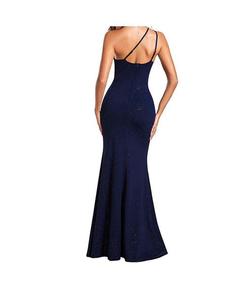 Ever Pretty One Shoulder Shining Pleated Lotus Leaf Bodycon Evening