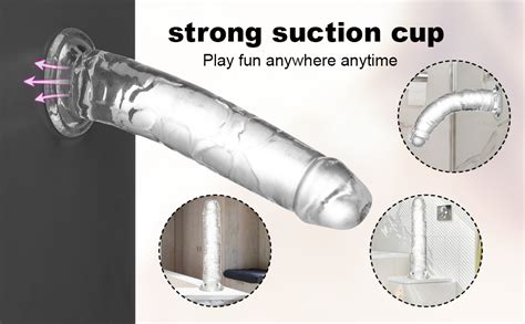 TRANSPICUOUS DILDO Pênis Realístico transparente Ventosa Possui Glande e Veias Salientes
