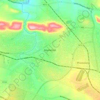 Mamelodi topographic map, elevation, relief