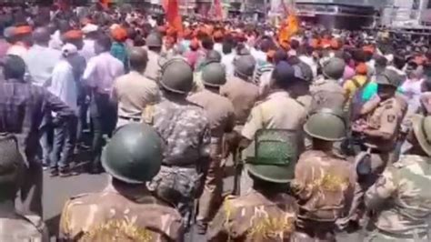 Maharashtra Protests In Kolhapur Over Social Media Post Glorifying Aurangzeb Police Lathi