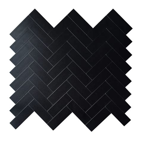 Homeart Black Peel And Stick Backsplash Herringbone Tile Aluminum