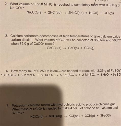 Solved Wol What Volume Of M Hcl Is Required To Chegg