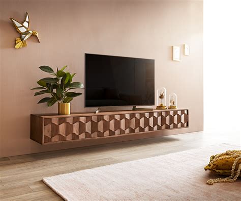 Table Tv Fevo Acacia Marron Cm Portes Buffet Bas Flottant