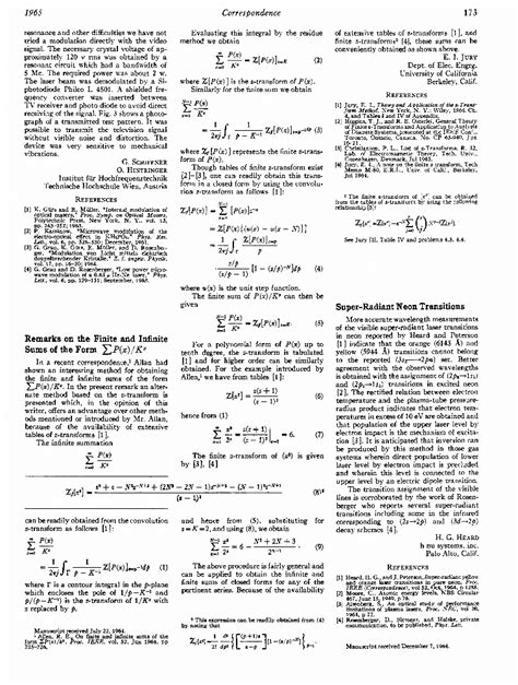 Remarks on the finite and infinite sums of the form ΣP x Kx IEEE