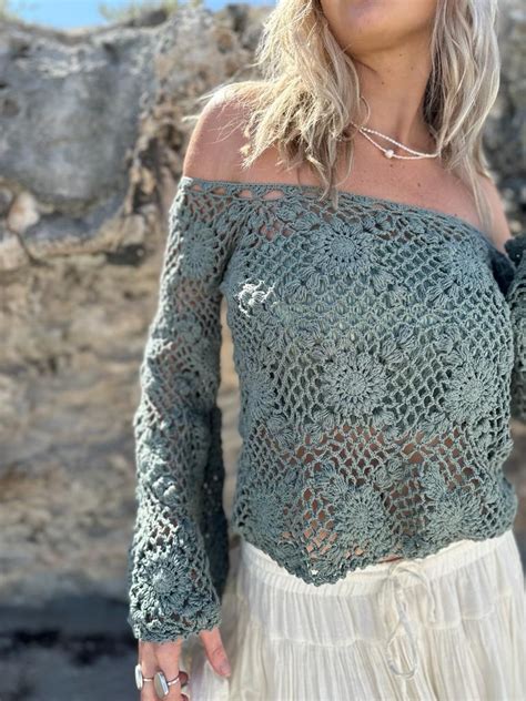 TOP KYLO CROCHET SAGE Naked Gypsy