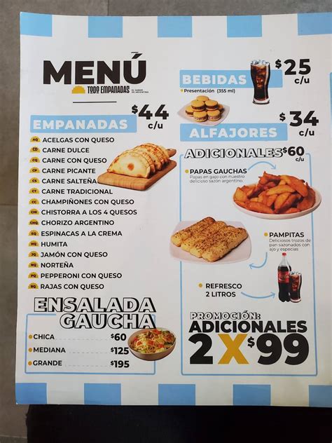 Carta Del Restaurante Todo Empanadas Obispado Monterrey