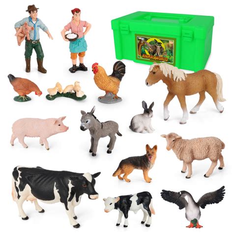 Volnau 14PCS Farm Figures Barn Figurines Barnyard Animal Toys Animals for Toddlers Kids ...