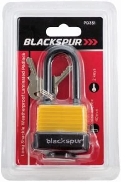 Blackspur Bb Pd351 Long Shackle Weatherproof Laminated Steel Padlock