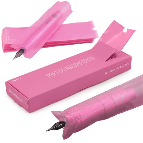 Tattoo Pen Covers Denergy 200pcs Pink Tattoo Pen Machine Bags Disposable Cartridge Tattoo