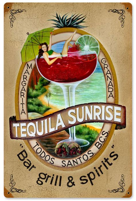 Vintage Tequila Bar Metal Sign 12 X 18 Inches