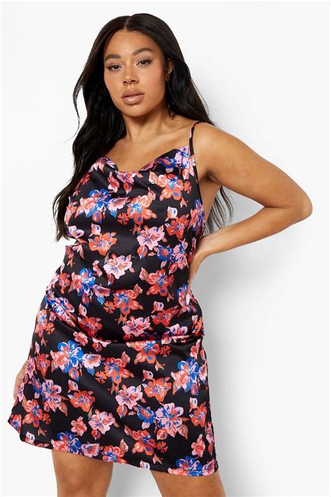 Womens Plus Satin Floral Print Midaxi Dress Boohoo Uk