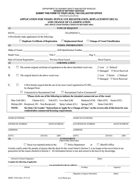 FL HSMV 87015 2011 Fill And Sign Printable Template Online US Legal