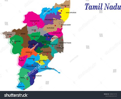 Tamil Nadu Districts Vector Map Silhouette Stock Vector (Royalty Free ...