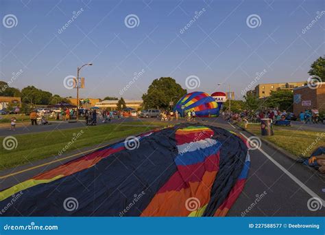 fun fest hot air balloon glow  kingsport tennessee editorial